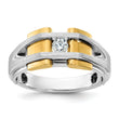 14k Two-tone Mens Polished and Satin 1/5 carat Diamond Complete Ring