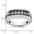 IBGoodman 10k White Gold with Black Rhodium Men's Polished Satin and Grooved 1/2 Carat A Quality Black and White Diamond Ring