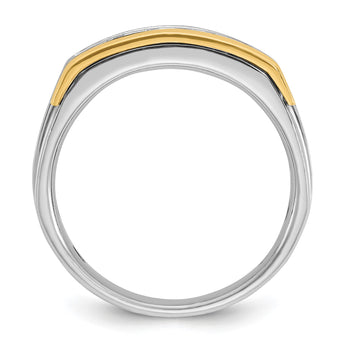 14k Two-tone Men's Polished and Satin Lab Grown VS/SI FGH Dia Com, Size 10 - Birthstone Company