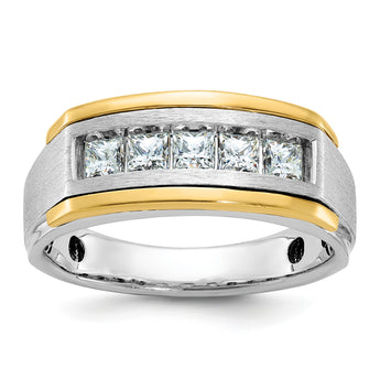14k Two-tone Men's Polished and Satin Lab Grown VS/SI FGH Dia Com, Size 10 - Birthstone Company