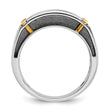 14k Two-tone with Black Rhodium Men's Polished Satin and Grooved 5-Stone 1 Carat Lab Grown Diamond Ring - Sophia Jewelers