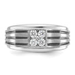 14k White Gold with Black Rhodium 1/3 carat Lab Grown Diamond VS/SI+ G+ Complete Polished and Grooved Men's Ring, Size 10 - Birthstone Company
