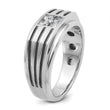 14k White Gold with Black Rhodium 1/3 carat Lab Grown Diamond VS/SI+ G+ Complete Polished and Grooved Men's Ring, Size 10 - Birthstone Company
