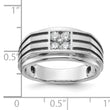 14k White Gold with Black Rhodium 1/3 carat Lab Grown Diamond VS/SI+ G+ Complete Polished and Grooved Men's Ring, Size 10 - Birthstone Company
