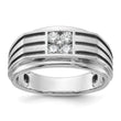 14k White Gold with Black Rhodium 1/3 carat Lab Grown Diamond VS/SI+ G+ Complete Polished and Grooved Men's Ring, Size 10 - Birthstone Company