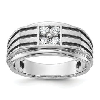 14k WG w/ Black RHBGoodman Men's Polished/Grooved Complete Lab Grown VS/SI - Sophia Jewelers