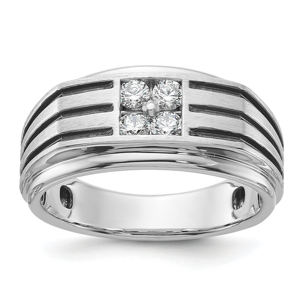 14k WG w/ Black RHBGoodman Men's Polished/Grooved Complete Lab Grown VS/SI - Sophia Jewelers