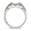 14k Two-tone with Black Rhodium Men's Polished and Textured 3-Stone 1/4 Carat Lab Grown Diamond Ring - Sophia Jewelers