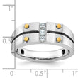 10k Two-tone IBGoodman Men's WithBlack Rhod Satin Diamond Complete Ring