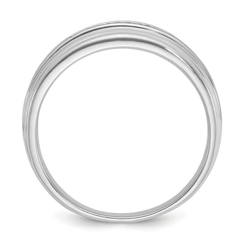 IBGoodman 10k White Gold Men's Polished Satin and Grooved 5-Stone 1/20 Carat A Quality Diamond Ring - 10