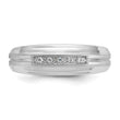 IBGoodman 10k White Gold Men's Polished Satin and Grooved 5-Stone 1/20 Carat A Quality Diamond Ring - 10