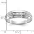 IBGoodman 10k White Gold Men's Polished Satin and Grooved 5-Stone 1/20 Carat A Quality Diamond Ring - 10