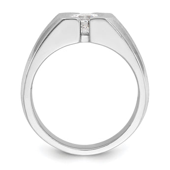 14k White Gold 1 carat Lab Grown Diamond VS/SI+ G+ Complete Polished and Satin Men's Ring, Size 10 - Birthstone Company