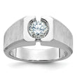 14k White Gold 1 carat Lab Grown Diamond VS/SI+ G+ Complete Polished and Satin Men's Ring, Size 10 - Birthstone Company