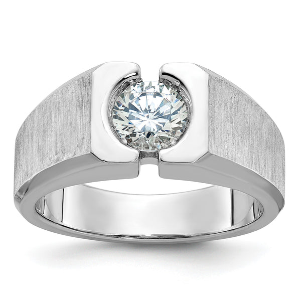 14k White Gold 1 carat Lab Grown Diamond VS/SI+ G+ Complete Polished and Satin Men's Ring, Size 10 - Birthstone Company