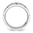 14k White Gold Men's Polished Satin and Grooved 3-Stone Ring Mounting - Sophia Jewelers