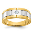 IBGoodman 10k Two-tone Men's Polished Satin and Grooved 1/10 Carat A Quality Diamond Ring