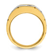 IBGoodman 10k Two-tone Men's Polished Satin and Grooved 1/2 Carat A Quality Diamond Ring