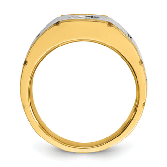 IBGoodman 10k Two-tone Men's Polished Satin and Grooved 1/2 Carat A Quality Diamond Ring