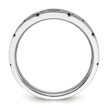 14k Two-tone Men's Polished Satin and Grooved 3-Stone Ring Mounting - Sophia Jewelers