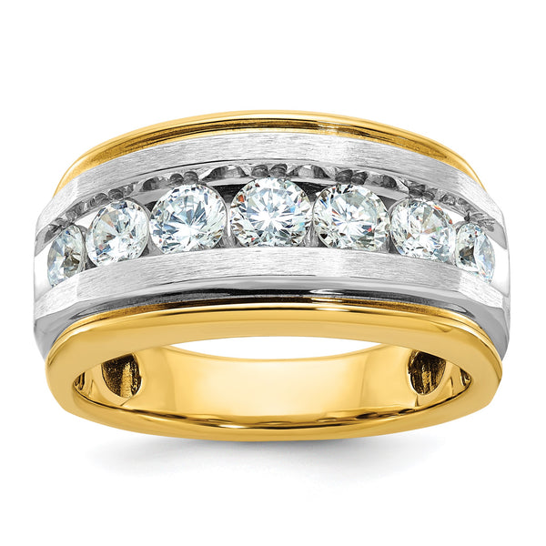 14k Men's Satin Finish Lab Grown VS/SI FGH Dia with White Rhodium, Size 10 - Birthstone Company