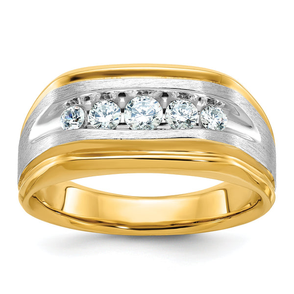 14k Two-tone Men's Polished and Satin Lab Grown VS/SI FGH Dia Com - Sophia Jewelers