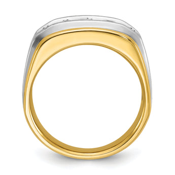 IBGoodman 10k Two-tone Men's Polished Satin and Grooved 5-Stone 1 Carat A Quality Diamond Ring