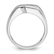 14k White Gold with Black Rhodium Men's Polished Satin and Grooved 3-Stone 1/2 Carat Lab Grown Diamond Ring - Sophia Jewelers