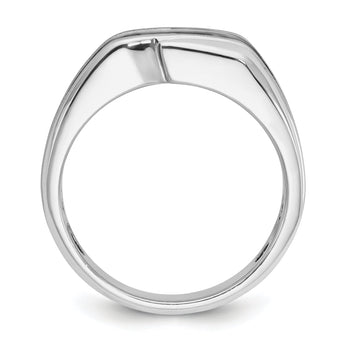 14k White Gold with Black Rhodium Men's Polished Satin and Grooved 3-Stone 1/2 Carat Lab Grown Diamond Ring - Sophia Jewelers