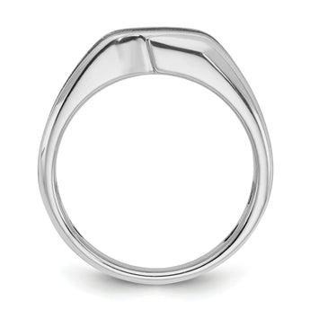 14k White Gold with Black Rhodium Men's Polished Satin and Grooved Solitaire 1/5 Carat Lab Grown Diamond Ring - Sophia Jewelers