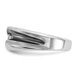 14k White Gold with Black Rhodium Men's Polished Satin and Grooved Solitaire 1/5 Carat Lab Grown Diamond Ring - Sophia Jewelers