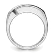 IBGoodman 10k White Gold with Black Rhodium Men's Polished Satin and Grooved 1 Carat A Quality Diamond Ring