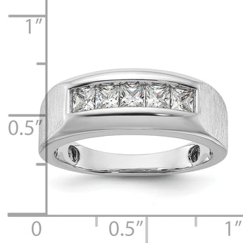 14k White Gold Men's Polished/Satin Lab Grown VS/SI FGH Dia Compl - Sophia Jewelers