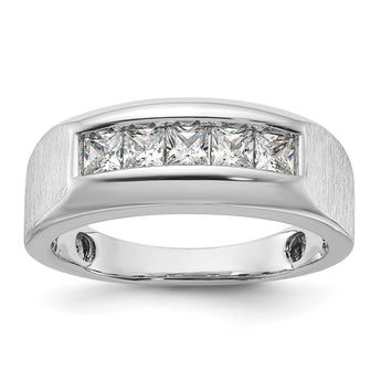 14k White Gold Men's Polished/Satin Lab Grown VS/SI FGH Dia Compl - Sophia Jewelers