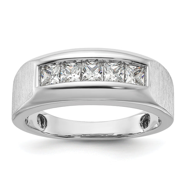 14k White Gold Men's Polished/Satin Lab Grown VS/SI FGH Dia Compl - Sophia Jewelers