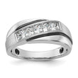 14k White Gold with Black Rhodium 1 carat Lab Grown Diamond VS/SI+ G+ Complete Polished Satin and Grooved Men's Ring, Size 10 - Birthstone Company