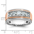 14k White and Rose Gold Men's Polished and Grooved 5-Stone 1 Carat AA Quality Diamond Ring