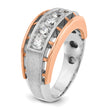 IBGoodman 10k White and Rose Gold Men's Polished Satin and Cut-Out 5-Stone 1 Carat A Quality Diamond Ring