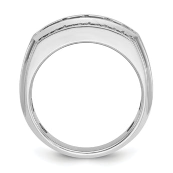 IBGoodman 10k White Gold Men's Polished and Satin 3-Row 1 1/4 Carat A Quality Diamond Ring