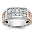 14k White and Rose Gold Men's Polished and Cut-Out 2-Row 1 Carat Lab Grown Diamond Ring - Sophia Jewelers