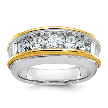 14k Two-tone Men's Lab Grown VS/SI FGH Dia Complete Ring - Sophia Jewelers