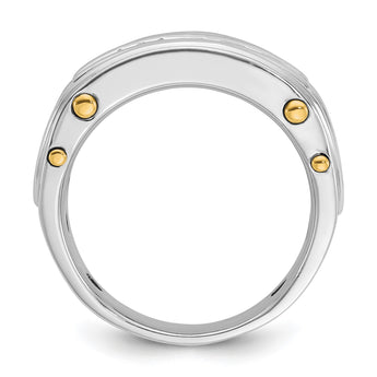 14k Two-tone Men's Polished and Cut-Out 5-Stone 1 Carat Square Lab Grown Diamond Ring, Size 10 - Birthstone Company