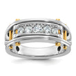 14k Two-tone Mens Polished Grooved Channel-set 5-Stone 1/2 Carat AA Diamond Ring