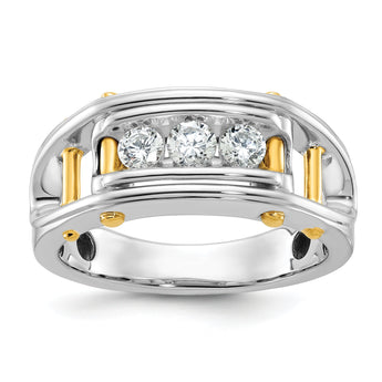 14k Two-tone Men's Lab Grown VS/SI FGH Dia Complete Ring - Sophia Jewelers