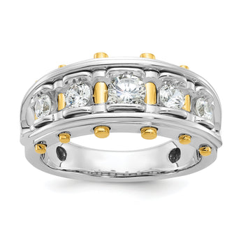 14k Two-tone Men's Polished and Cut-Out 5-Stone 1 Carat Lab Grown Diamond Ring - Sophia Jewelers