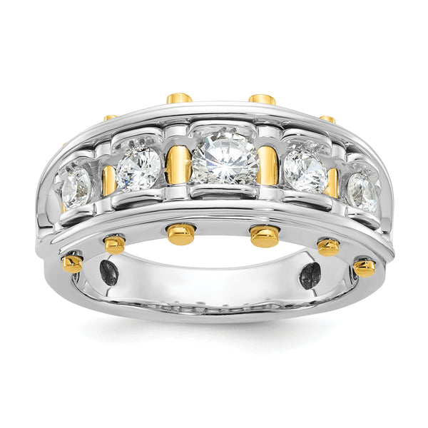 14k Two-tone Men's Polished and Cut-Out 5-Stone 1 Carat Lab Grown Diamond Ring - Sophia Jewelers