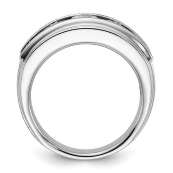 True Origin 14k White Gold Men's Polished Brushed and Grooved 5-Stone 3 1/2 Carat Lab Grown Diamond Ring - Sophia Jewelers