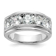 True Origin 14k White Gold Men's Polished Brushed and Grooved 5-Stone 3 1/2 Carat Lab Grown Diamond Ring - Sophia Jewelers