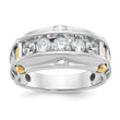 14k Two-tone Men's Polished and Textured 5-Stone 1 Carat AA Quality Diamond Ring