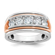 14k White and Rose Gold Men's Polished and Cut-Out 5-Stone 1 1/5 Carat Lab Grown Diamond Ring - Sophia Jewelers